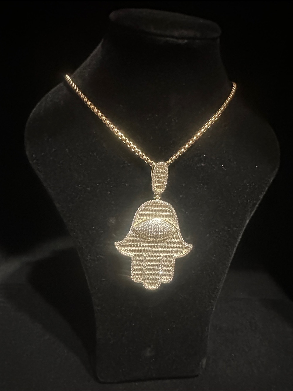 Gold Hamsa Hand Pendant Necklace - Designer Style